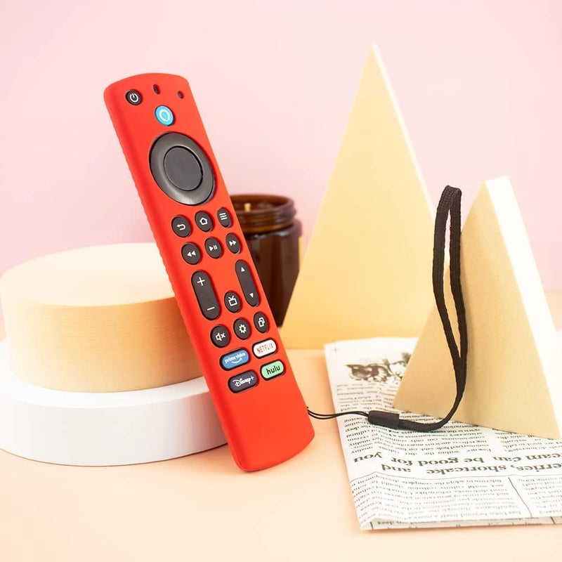 FiiMan Silicone Remote Case for Toshiba/Insignia FireTV - Anti Slip, Shockproof with Lanyard (Red) - Image 2